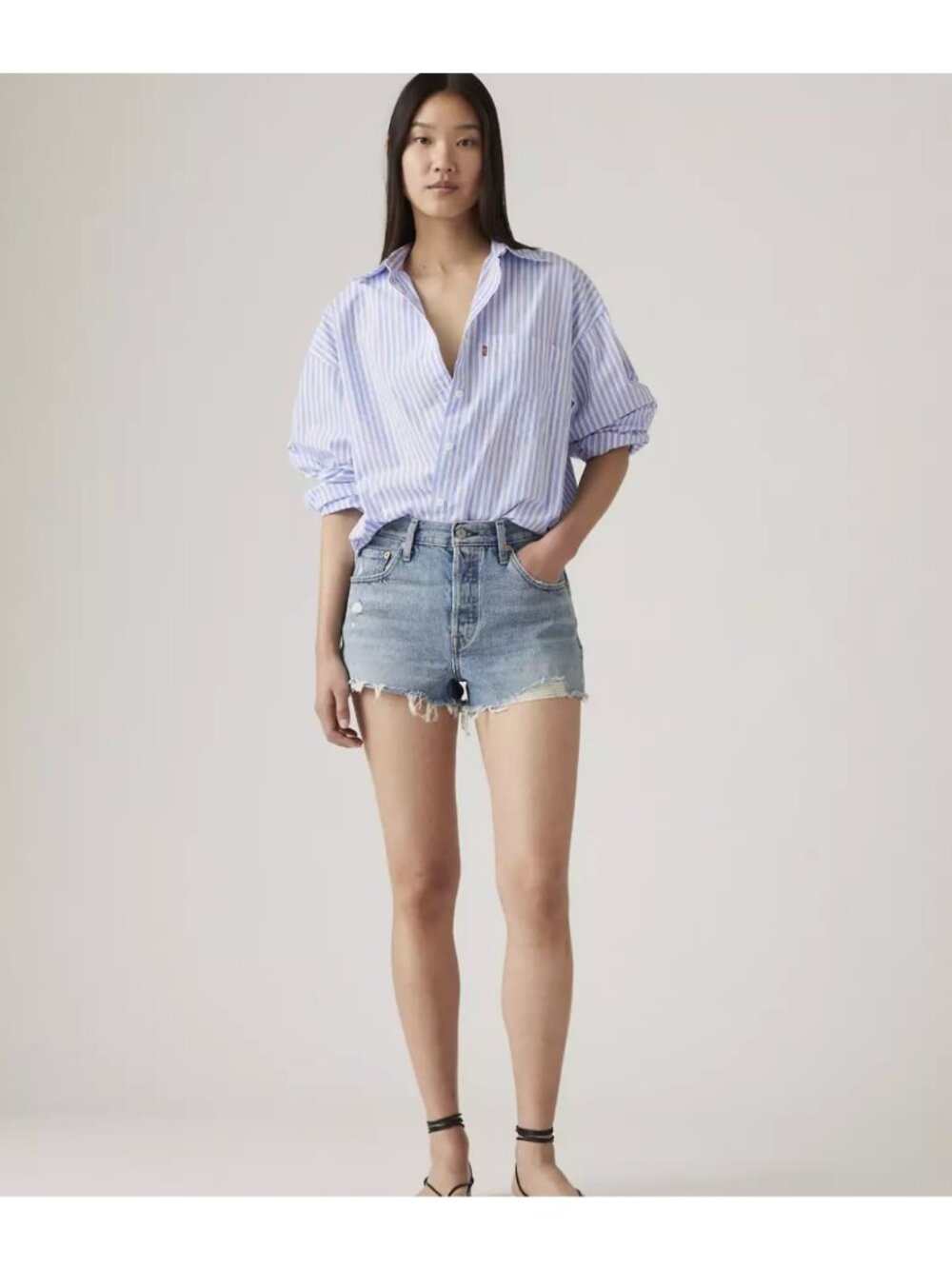 Levi's 25 Premium 501 Original Fit High Rise Women's Denim Shorts Vague Finish